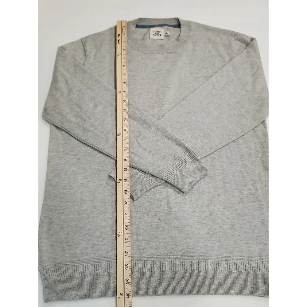 Flint and Tinder Huckberry Crewneck Sweater Mens M Ribbed Collar Cuffs Hem Gray